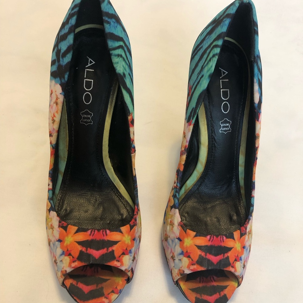 Aldo Vibrant Multicolor Peep Toe Heels